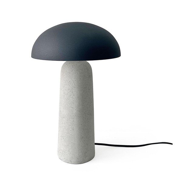 Pelēka betona galda lampa ar metāla abažūru (augstums 39,5 cm) Delphine – Bizzotto