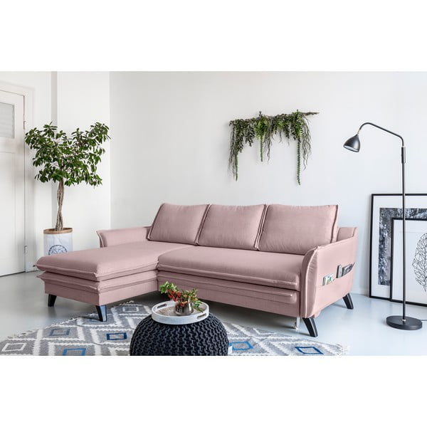 Pūdera rozā izlaižams stūra dīvāns Miuform Charming Charlie, kreisais stūris-image-3