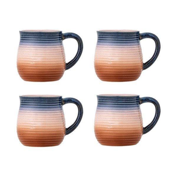 Zilas/oranžas keramikas krūzes (4 gab.) 200 ml Tatum – Bloomingville