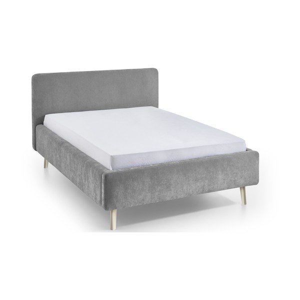 Pelēka polsterēta divvietīga gulta ar redelēm 140x200 cm Mattis – Meise Möbel