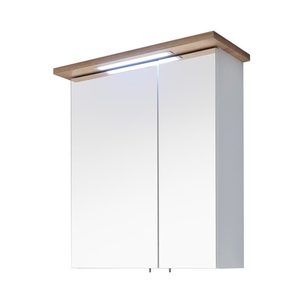 Balts piekaramais vannas istabas skapītis ar spoguli 60x72 cm Set 923 - Pelipal-image-2