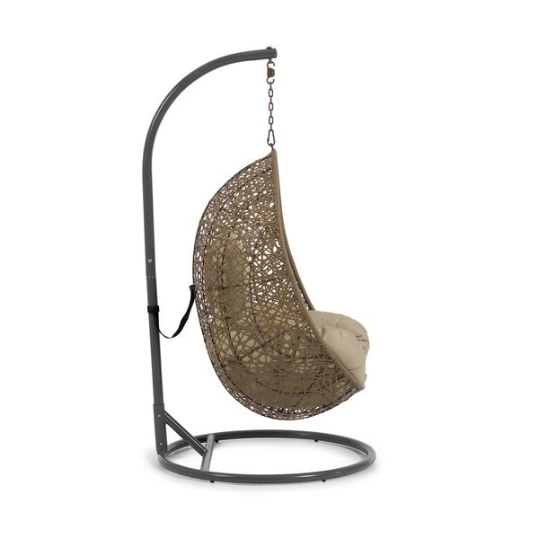 Bēšs mākslīgās rotangpalmas dārza piekaramais krēsls Florina – Kave Home-image-2