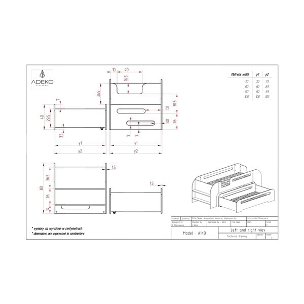 Dabīga toņa izvelkama bērnu gulta 80x200 cm AIKO – Adeko-image-3