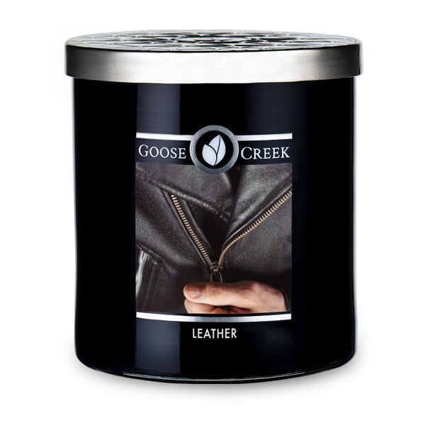 Aromatizēta svece stikla kastītē Goose Creek Men's Collection Leather, 50 degšanas stundas