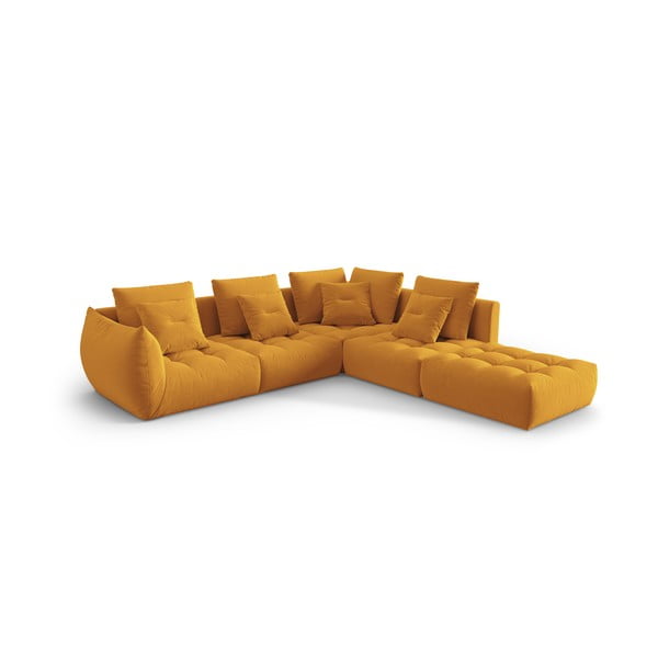 Dzeltens samta stūra dīvāns (ar labo stūri/L veida) Bloom – Micadoni -image-2
