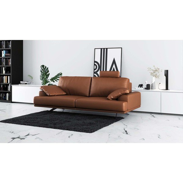 Konjakbrūns ādas dīvāns 220 cm Prado – MESONICA-image-1