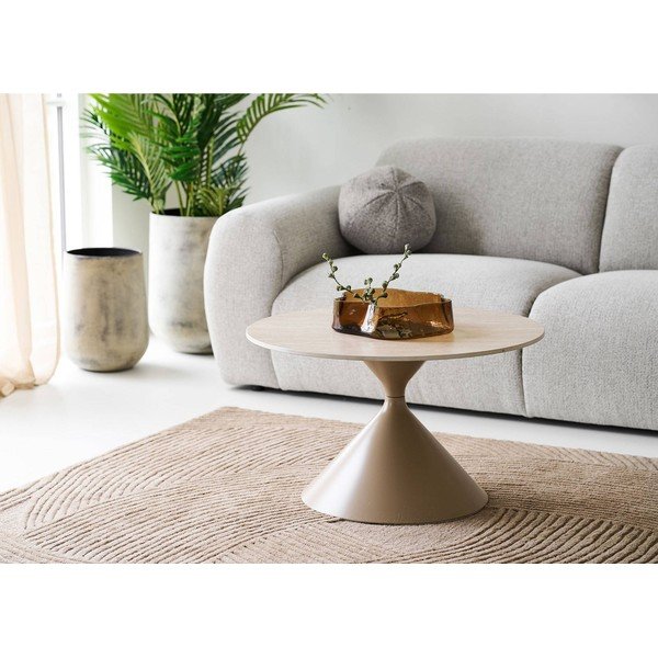 Bēšs apaļš žurnālgaldiņš ar keramikas virsmu ø 70 cm Annecy – House Nordic-image-1