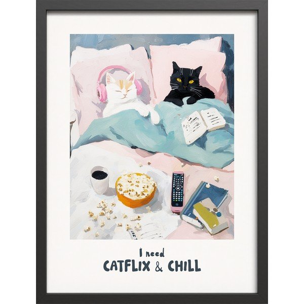 Drukāta glezna ar rāmi 30x40 cm Catflix – Styler