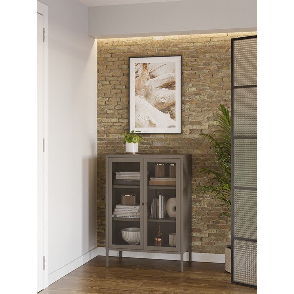 Pelēks metāla skapītis 70x100x40 cm Fayna – Marckeric-image-1