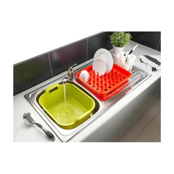 Balts plastmasas trauku žāvētājs galda piederumiem 14x14 cm Signature – Addis-image-1