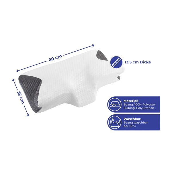 Anatomiskais spilvens ar atmiņas putu pildījumu 36x60 cm – Maximex-image-3