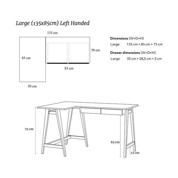 Darba galds 85x135 cm Luka - Ragaba-image-4