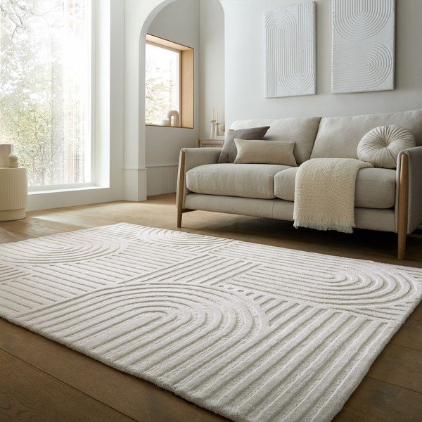 Ziloņkaula krāsas ar rokām darināts vilnas paklājs 200x290 cm Zen Garden – Flair Rugs-image-1
