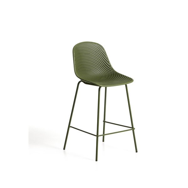 Zaļš metāla/plastmasas dārza bāra krēsls Quinby – Kave Home