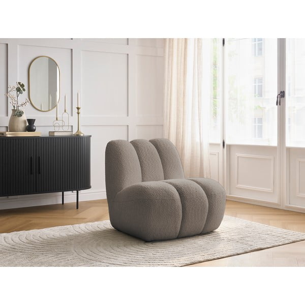 Pelēkbrūns atpūtas krēsls no buklē auduma Janissaire – Bobochic Paris-image-1