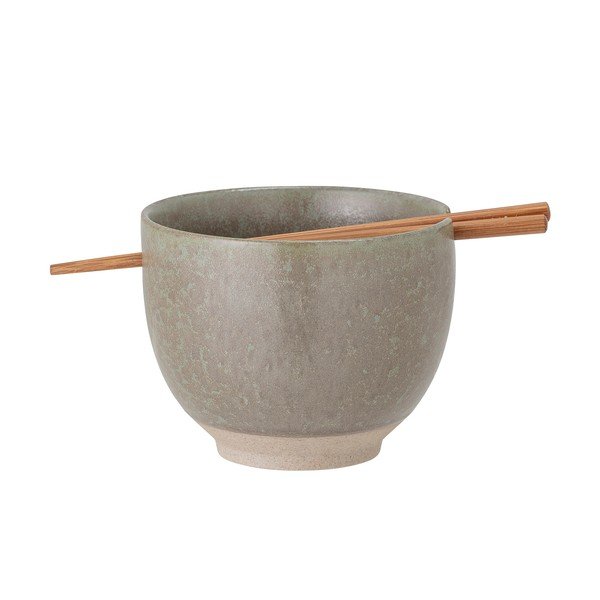 Pelēka keramikas bļoda ar irbulīšiem Bloomingville Masami, ø 13 cm-image-3