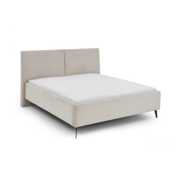 Bēša polsterēta divvietīga gulta ar veļas kasti ar redelēm 180x200 cm Lando – Meise Möbel-image-4