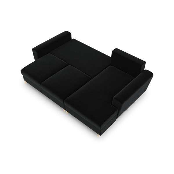 Melns samta salokāms stūra dīvāns ar uzglabāšanas vietu (ar labo stūri/ar zvilni) Kyoto – Cosmopolitan Design-image-2