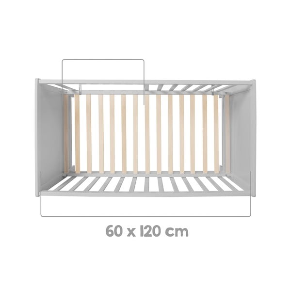 Pelēkbrūna bērnu gultiņa 60x120 cm Hamburg – Roba-image-3