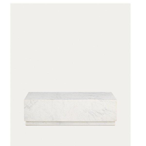 Balts marmora žurnālgaldiņš 50x100 cm Sorein – Kave Home-image-2