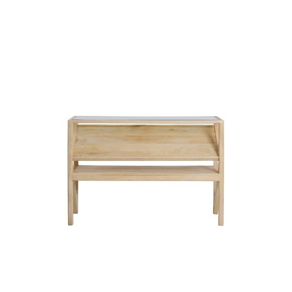 Gaiša dabīga toņa konsoles galds ar stikla galda virsmu 41x119 cm Yuki – Light & Living-image-2