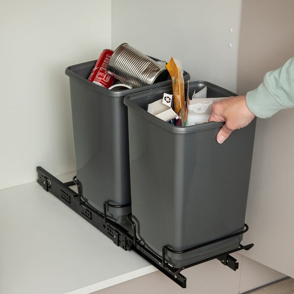 2 pelēku atkritumu tvertņu komplekts 20 l – Addis-image-1