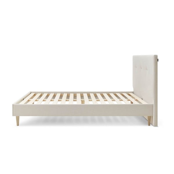 Bēša mīksta divguļamā gulta ar režģi 160x200 cm Tory – Bobochic Paris-image-2