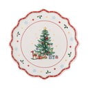 Sarkans/krēmkrāsas servēšanas keramikas šķīvis ar Ziemassvētku motīvu ø 17 cm Naive – Bloomingville