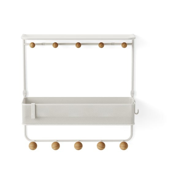 Balts/dabīga toņa metāla sienas pakaramais ar plauktu Estique – Umbra-image-4