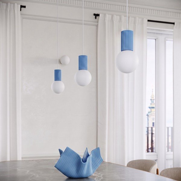Gaiši zila piekaramā lampa no opāla stikla ø 12 cm Orbital – Sollux-image-1
