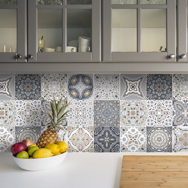 24 sienas uzlīmju komplekts Ambiance Tiles Azulejos Nello, 10 x 10 cm