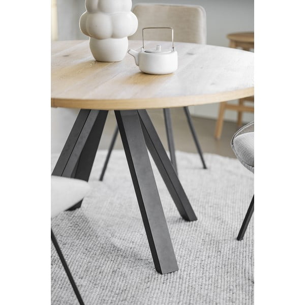 Dabīga toņa apaļš izvelkams ēdamgalds ar ozolkoka imitāciju ø 135 cm Maddock – Rowico-image-1