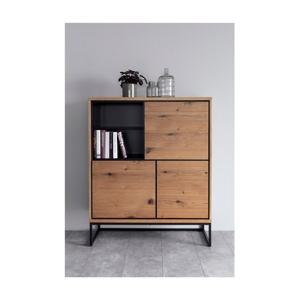 Melna augsta kumode 102,2x124,7 cm Dalarna – Interstil-image-2