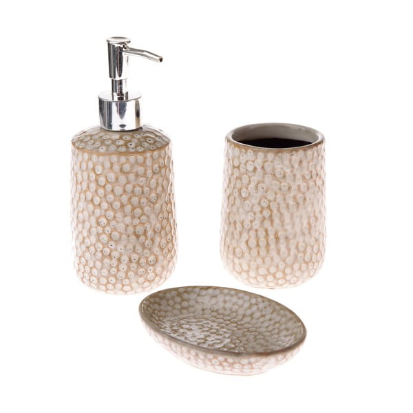 Bēšs keramikas vannas istabas piederumu komplekts – Dakls