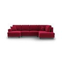 Sarkans samta salokāms stūra dīvāns ar uzglabāšanas vietu (ar labo stūri/U veida) Kyoto – Cosmopolitan Design
