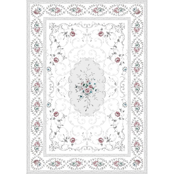 Balti pelēks paklājs Vitaus Flora, 80 x 120 cm