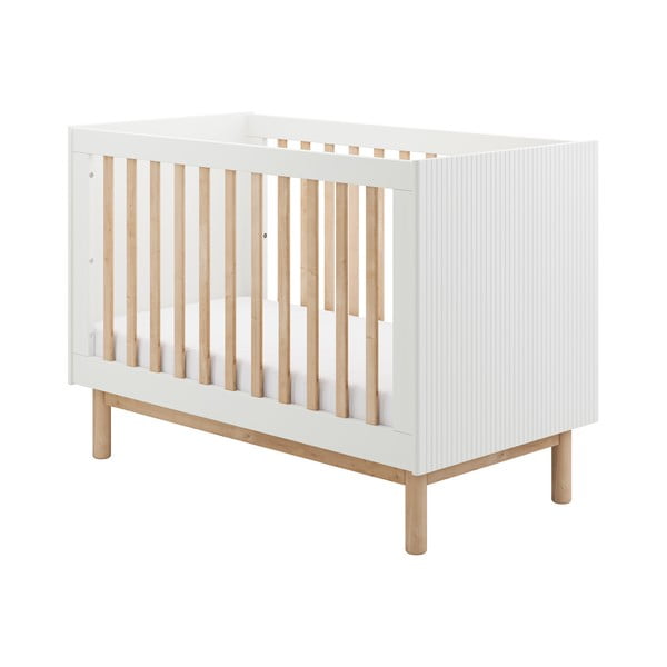 Balta bērnu gultiņa 60x120 cm Miloo – Pinio