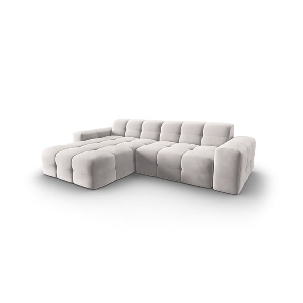 Gaiši pelēks samta stūra dīvāns (kreisais stūris) Kendal – Micadoni Home-image-3