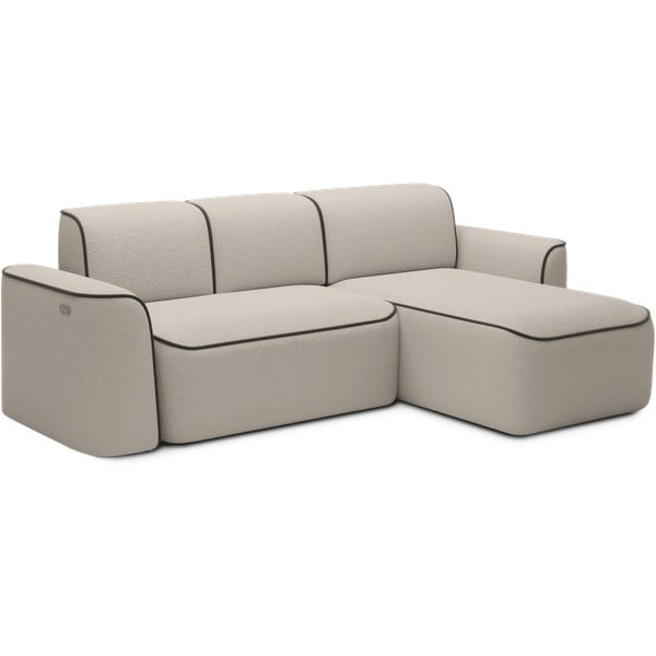 Bēšs stūra dīvāns no buklē auduma (ar labo stūri/ar zvilni) Ume – ELTAP-image-2