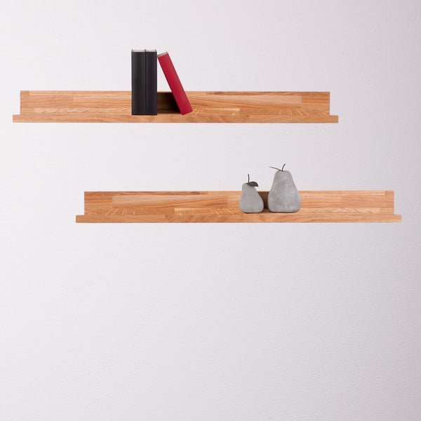 Dabīga toņa ozola masīvkoka sienas plaukts bildēm 80 cm Kalle – Interia Home & Living-image-1