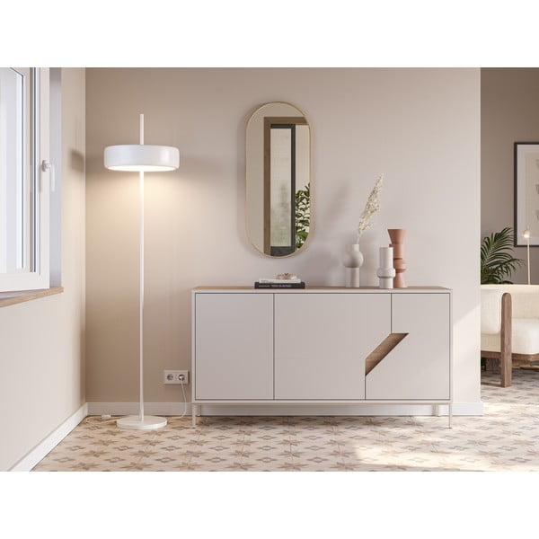 Krēmkrāsas/dabīga toņa kumode ar ozolkoka imitāciju 150x80x40 cm Lilou – Marckeric-image-1