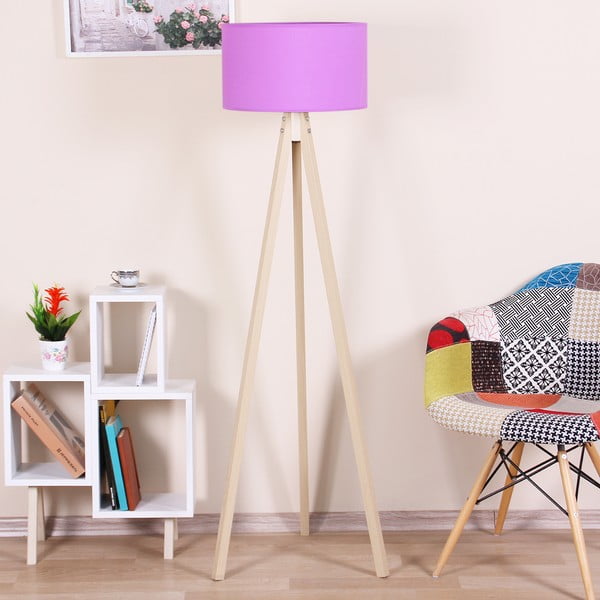 Brīvi stāvoša lampa ar gaiši violetu abažūru Kate Louise Naturel