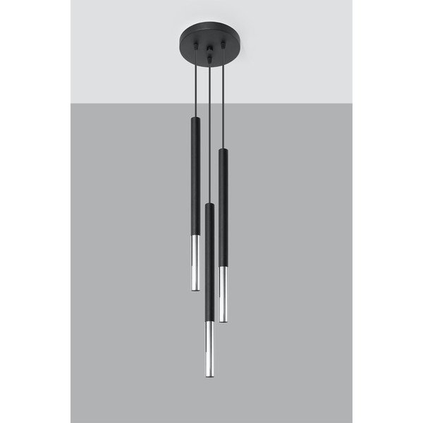 Melna/sudraba krāsas metāla piekaramā lampa ø 20 cm Asarot – Sollux-image-3