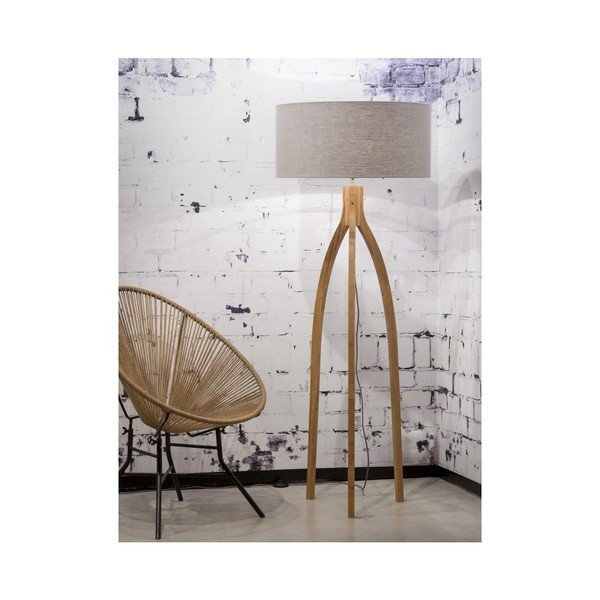 Stāvlampa ar gaiši pelēku abažūru un bambusa struktūru Good&Mojo Annapurna-image-1