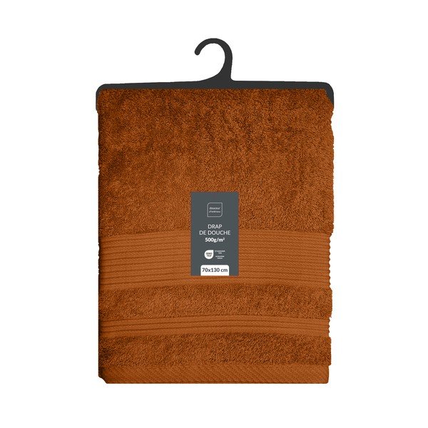 Terakotas oranžs frotē kokvilnas dvielis 70x130 cm Tendresse – douceur d'intérieur-image-4