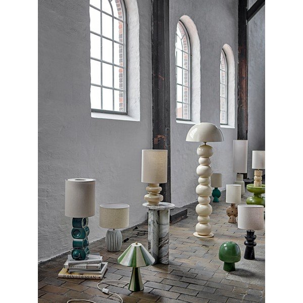 Zaļa/krēmkrāsas keramikas galda lampa ar auduma abažūru (augstums 68 cm) Brady – Bloomingville-image-3