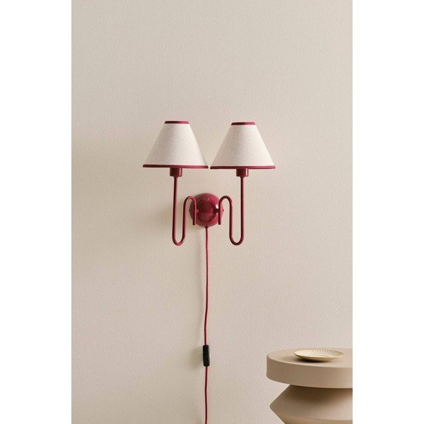 Sarkana/bēša lina sienas lampa ar vadu Juliet – Jotex-image-3