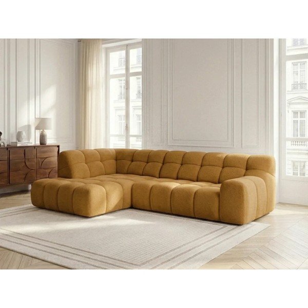 Dzeltens salokāms/su elektriniu sėdynės reguliavimu stūra dīvāns (ar kreiso stūri/L veida) Andre – Bobochic Paris-image-4