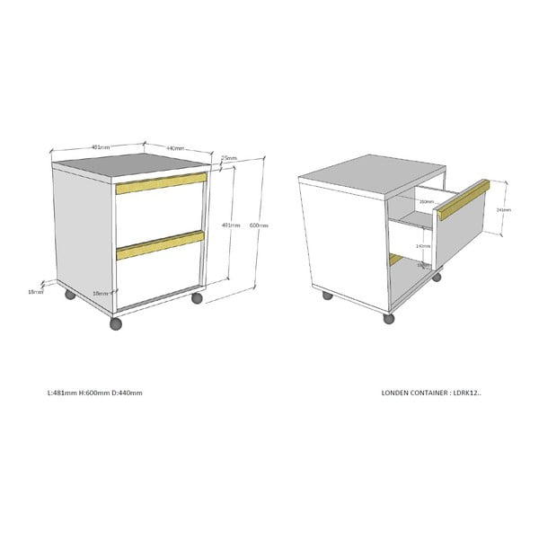 Balts bērnu skapītis 48x60 cm London – Vipack-image-2