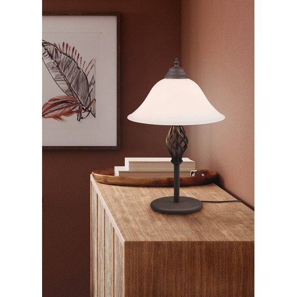 Tumši brūna galda lampa ar stikla abažūru (augstums 50 cm) Rustica – Trio-image-1